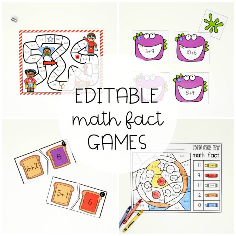 Editable Math Fact Games