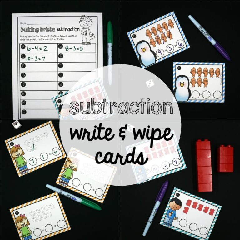 Subtraction Write & Wipe Cards