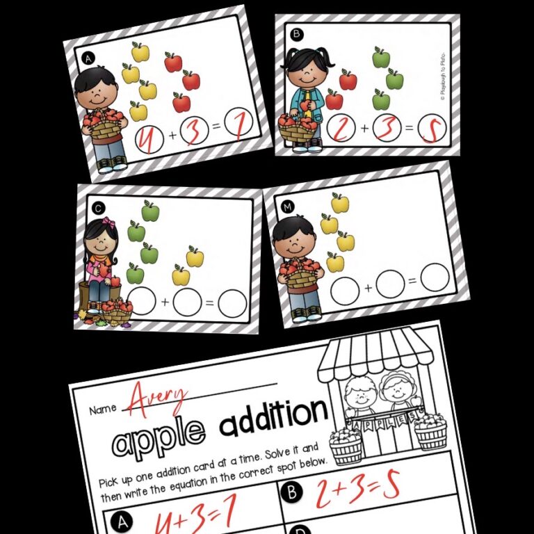 Apple Addition Write and Wipe Cards