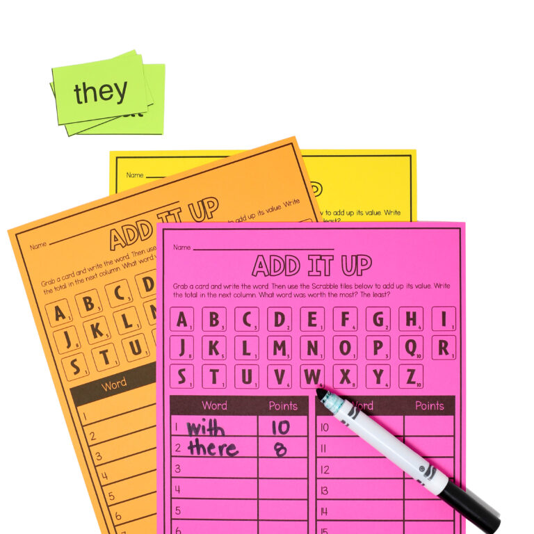 Add It Up Sight Word Game