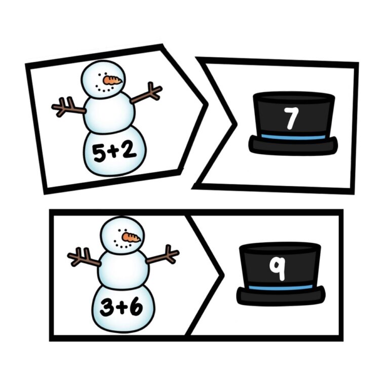 Snowman Addition Puzzles