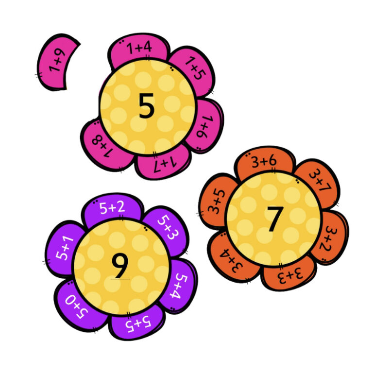 Addition Flower Puzzles