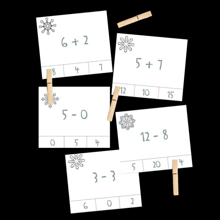 Addition and Subtraction Clip Cards