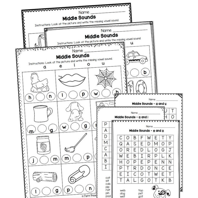 Middle Vowel Activity Sheets