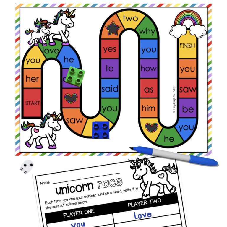 Editable Unicorn Sight Word Game
