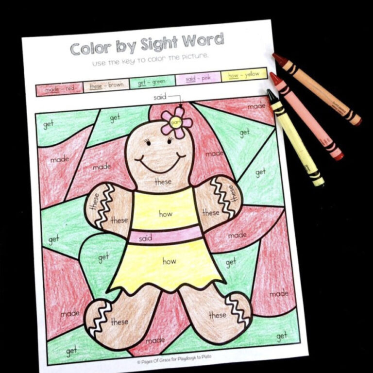 Gingerbread Color by Sight Word